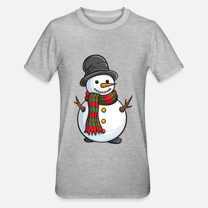 Schneemann Comic - Unisex Polycotton T-Shirt - Grau meliert