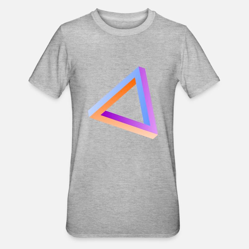 Impossible triangle optical illusion - Unisex Polycotton T-Shirt - heather grey