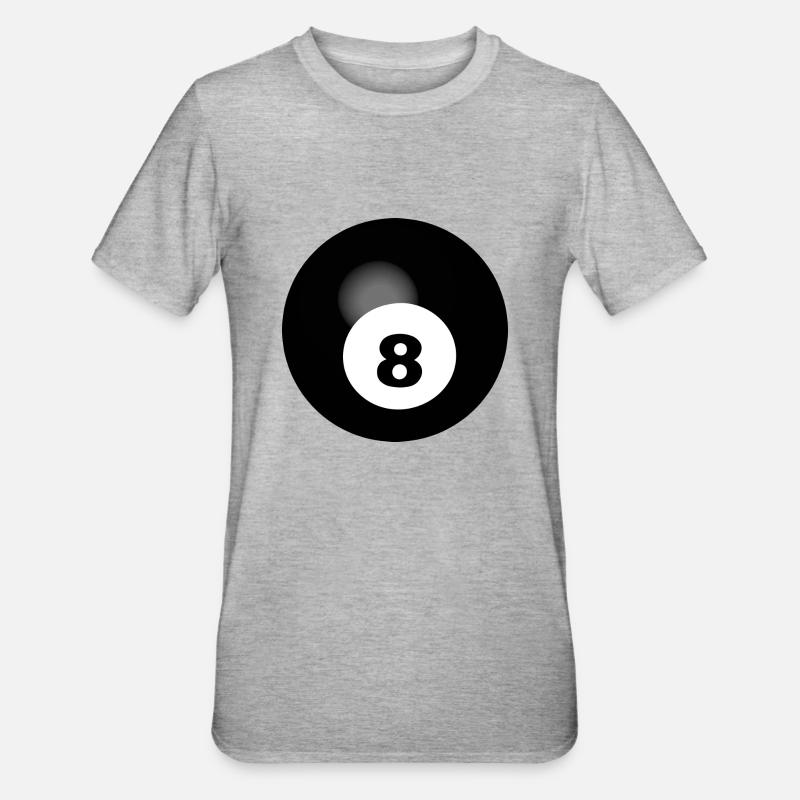 Schwarze 8 Billard - Unisex Polycotton T-Shirt - Grau meliert