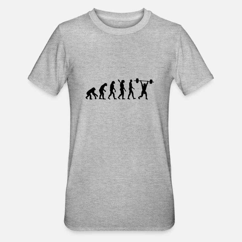 Gewichtheben Evolution - Unisex Polycotton T-Shirt - Grau meliert