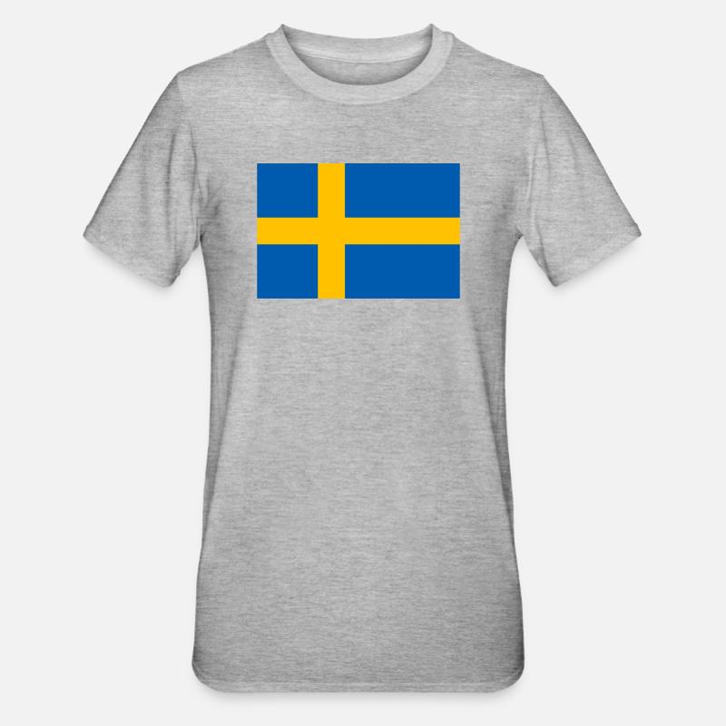 Suède drapeau drapeau suédois - T-shirt polycoton Unisexe - gris chiné