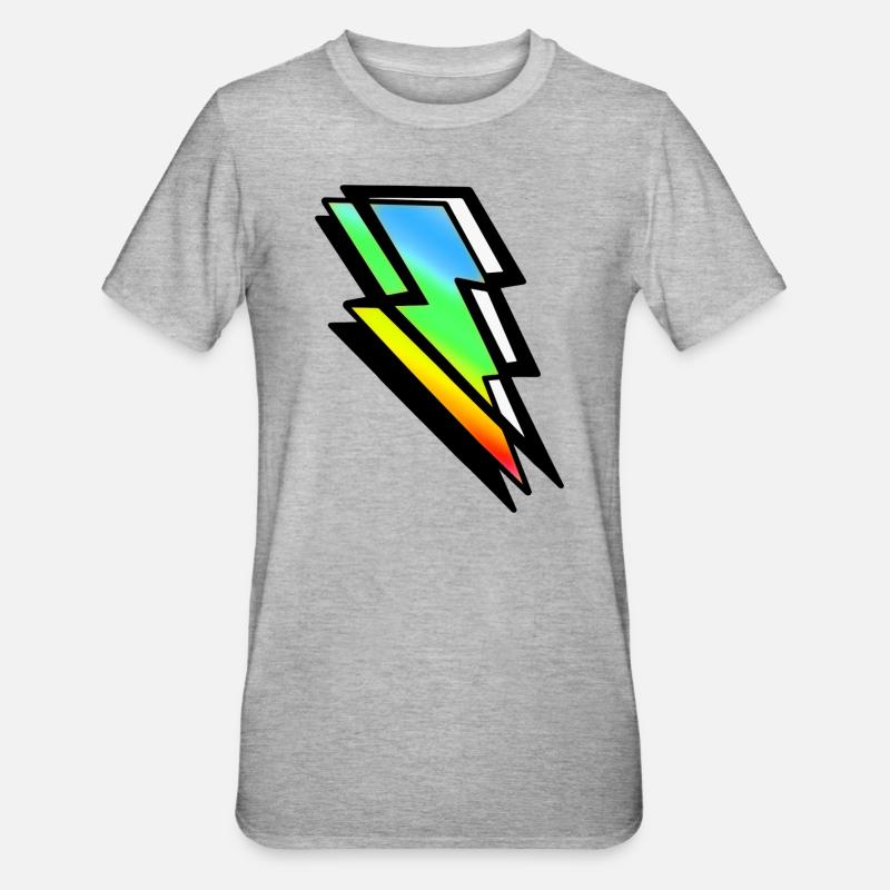 Thunderbolt Bunter Strahl - Unisex Polycotton T-Shirt - Grau meliert