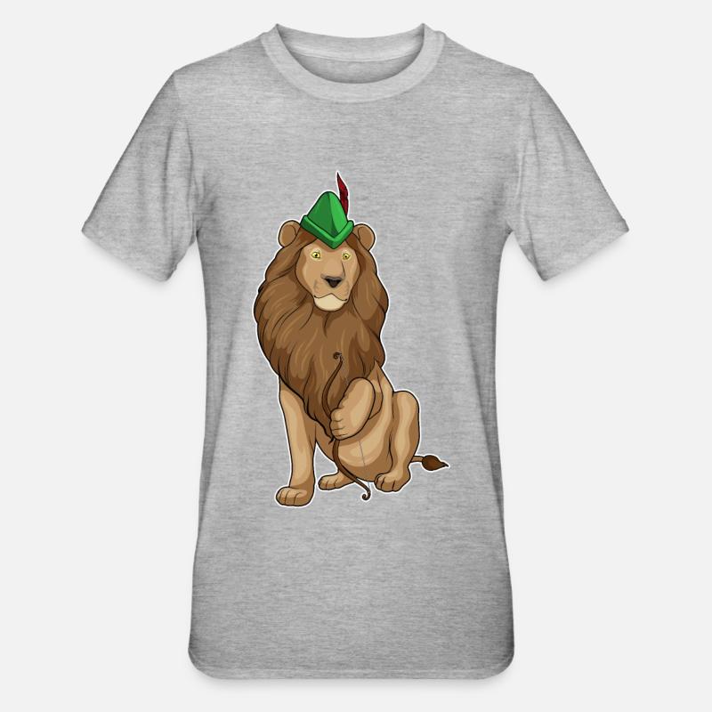 Löwe Bogenschütze Bogen - Unisex Polycotton T-Shirt - Grau meliert