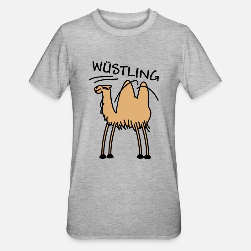 Kamel in der Wüste - Unisex Polycotton T-Shirt - Grau meliert
