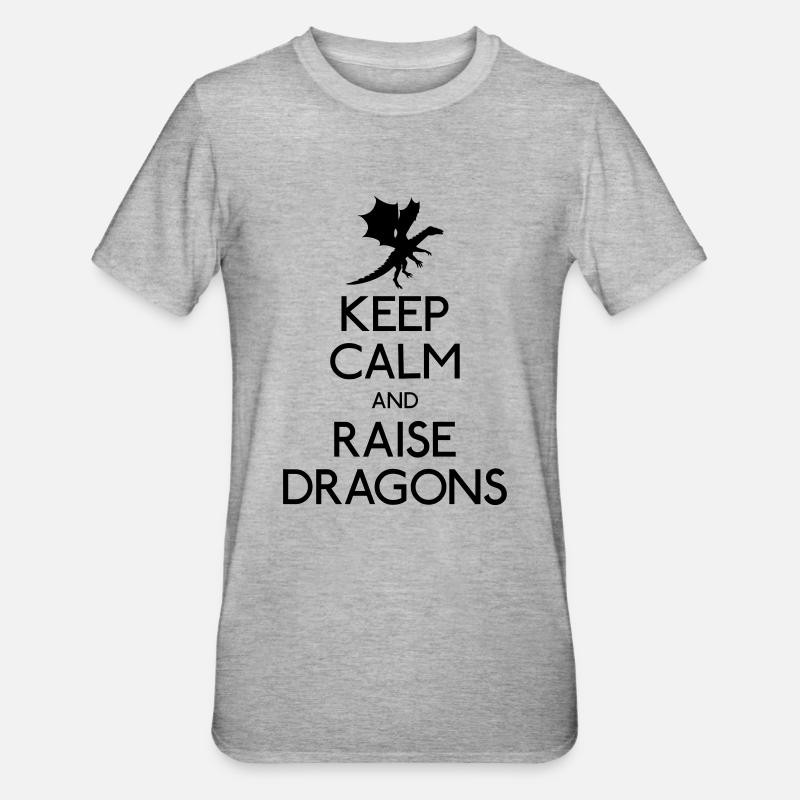 Keep calm dragons - T-shirt polycoton Unisexe - gris chiné