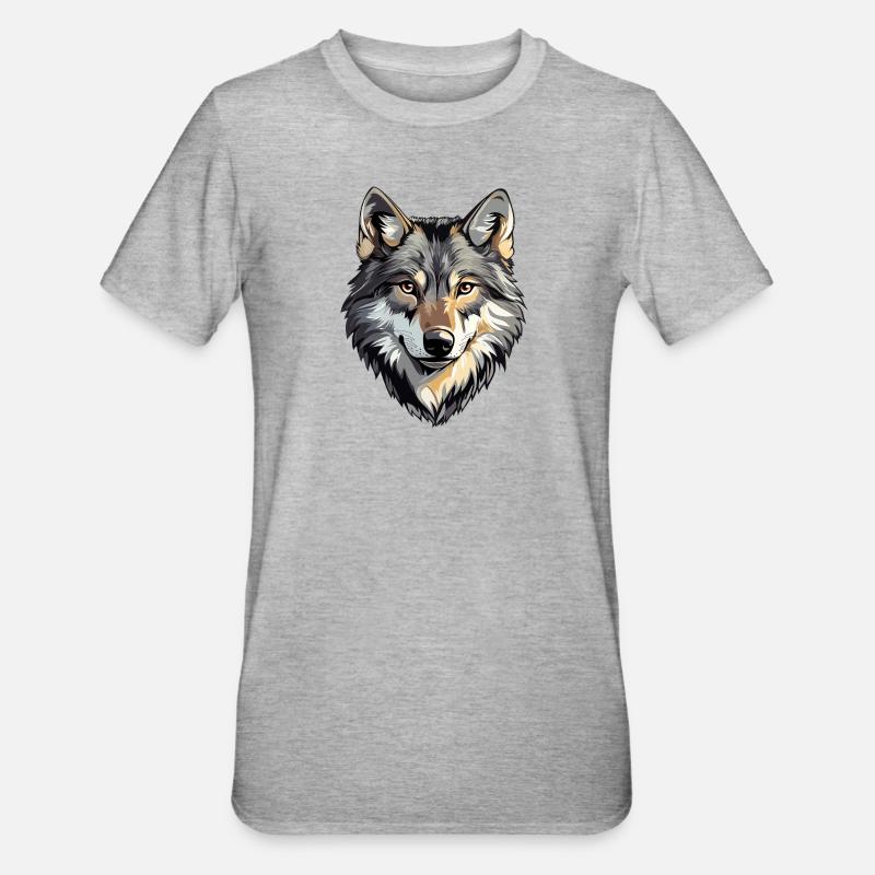 Wolfskopf, wilder Wolf, Wolfsrudel - Unisex Polycotton T-Shirt - Grau meliert