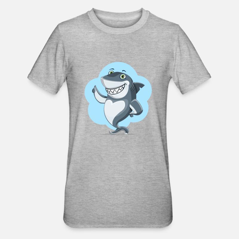 requin drôle - T-shirt polycoton Unisexe - gris chiné
