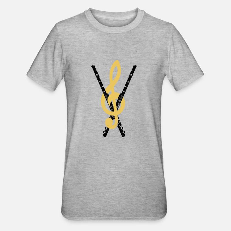 Querflöte - Unisex Polycotton T-Shirt - Grau meliert