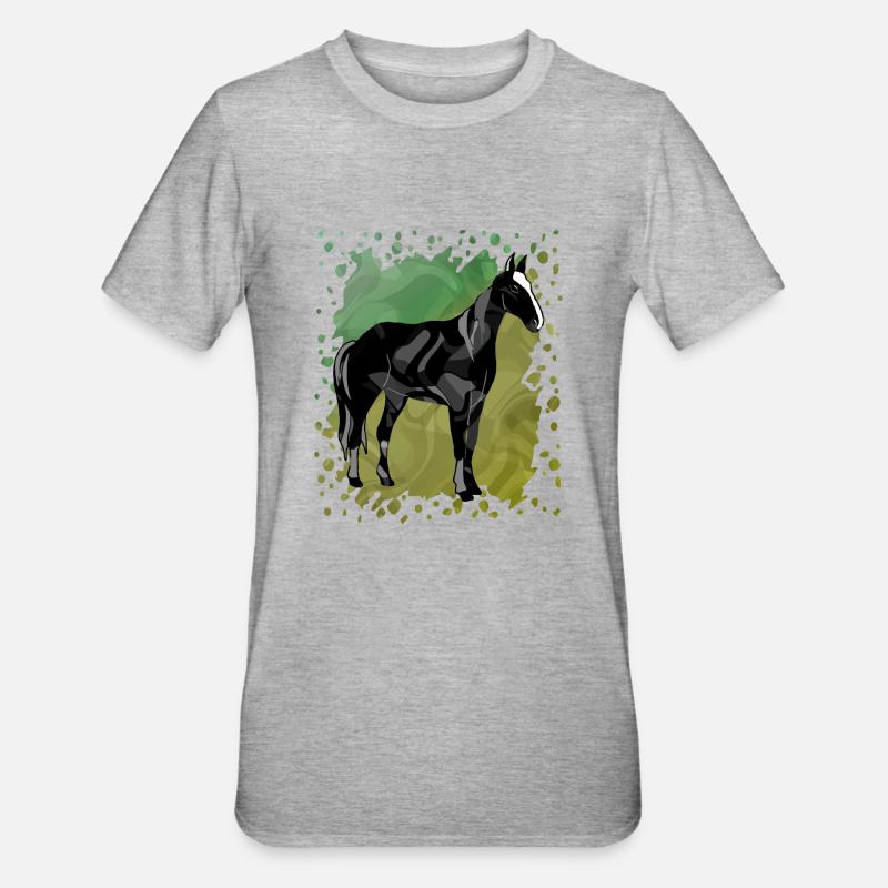 Pferd - Unisex Polycotton T-Shirt - Grau meliert