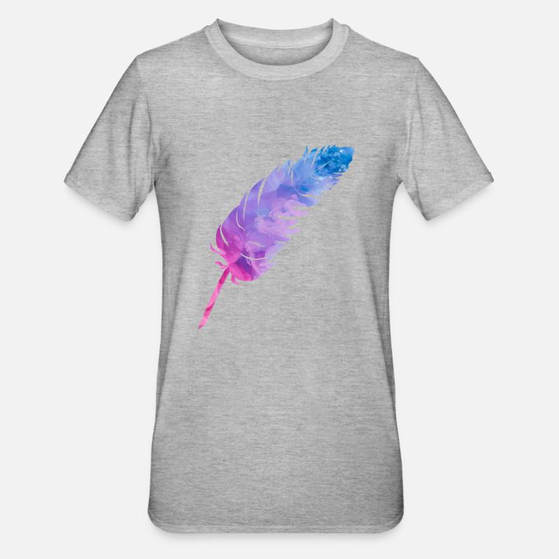 Plume colorée dans des tons violets - T-shirt polycoton Unisexe - gris chiné