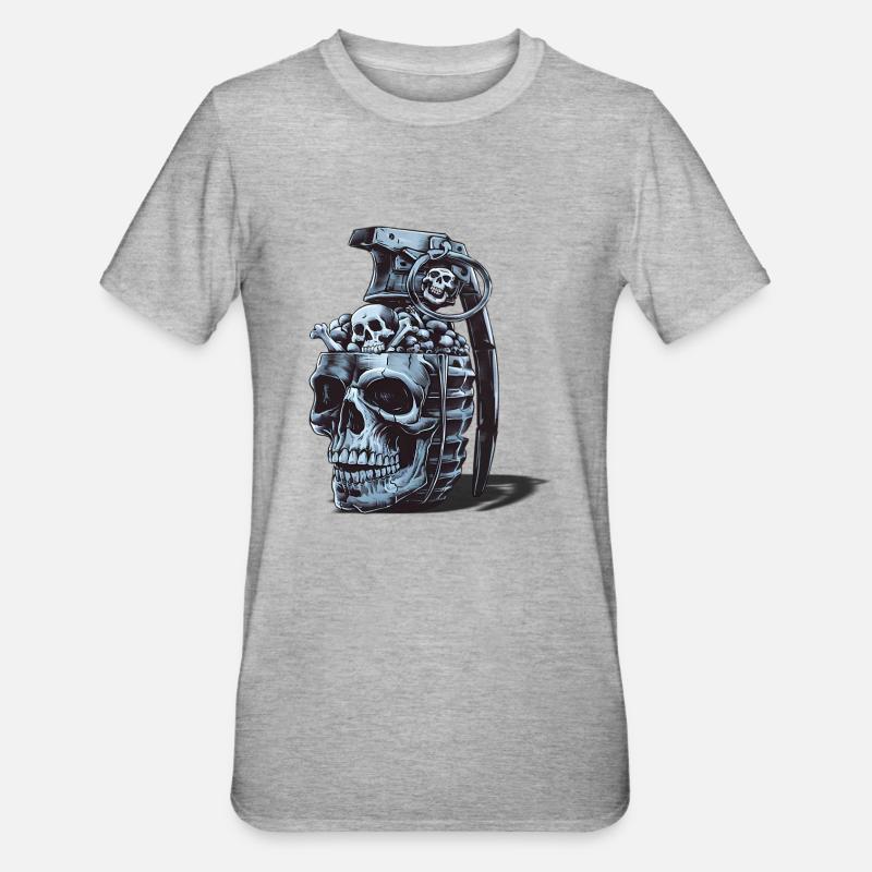 Conception de grenade squelette - T-shirt polycoton Unisexe - gris chiné