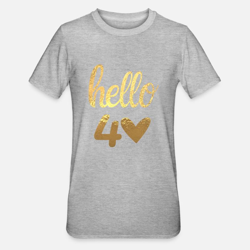 Hello 40 doré - T-shirt polycoton Unisexe - gris chiné