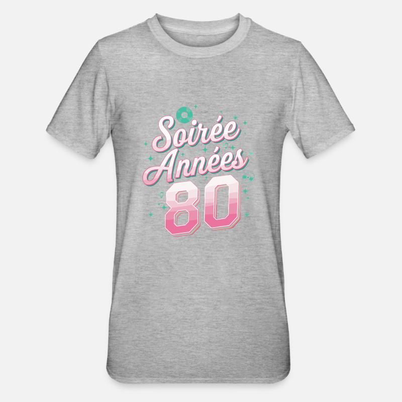 Soirée Année 80 - T-shirt polycoton Unisexe - gris chiné