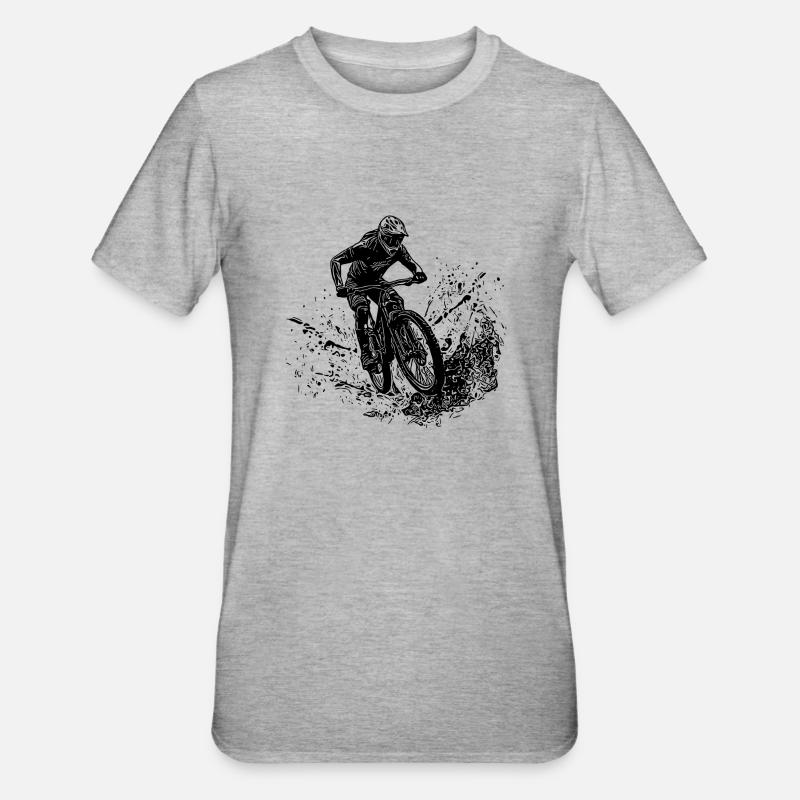 Berg Mountainbiker Schlamm Spritzer Abfahrt - Unisex Polycotton T-Shirt - Grau meliert