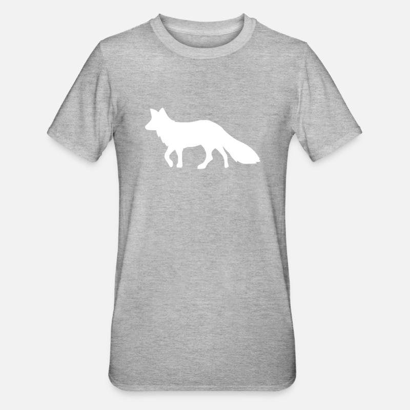 Fuchs weiß fox white - Unisex Polycotton T-Shirt - Grau meliert