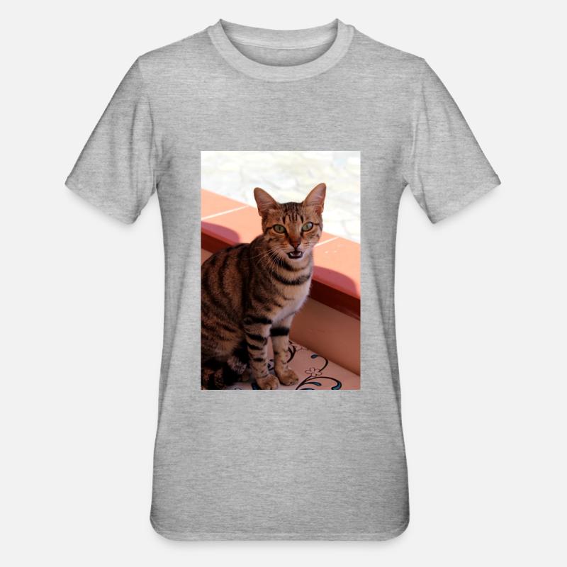 chat, chaton - T-shirt polycoton Unisexe - gris chiné
