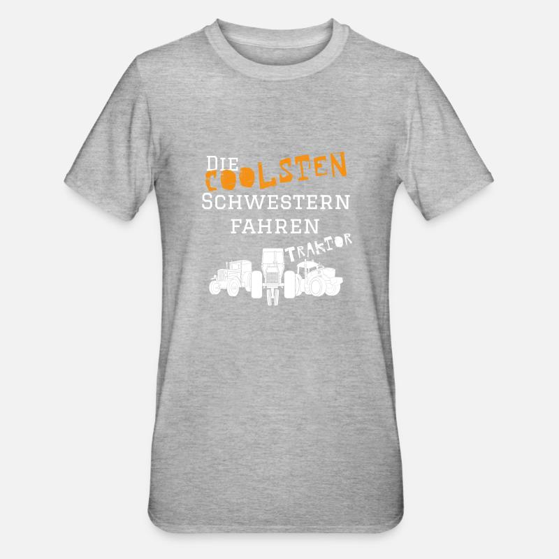 Die coolsten Schwester Traktor - Unisex Polycotton T-Shirt - Grau meliert