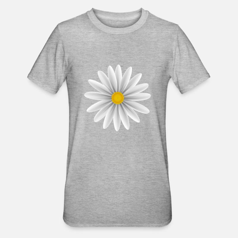 Daisy blanc vers le bas - T-shirt polycoton Unisexe - gris chiné