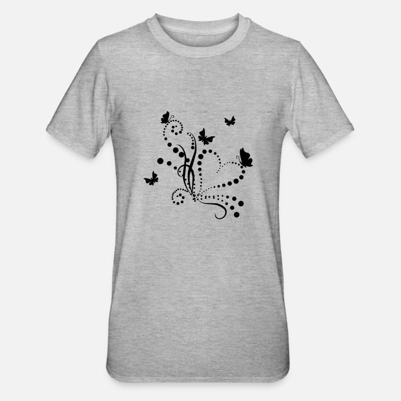 Papillons de jour - T-shirt polycoton Unisexe - gris chiné