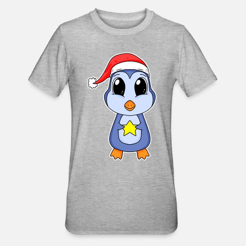 Pingouin Noël - T-shirt polycoton Unisexe - gris chiné