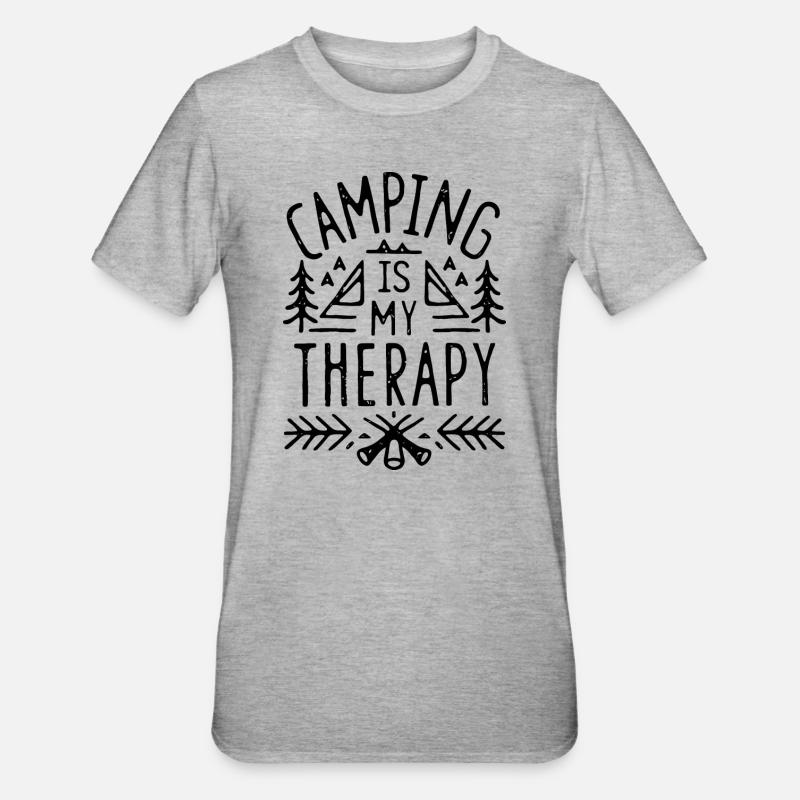 Camping is my therapy - Unisex Polycotton T-Shirt - heather grey