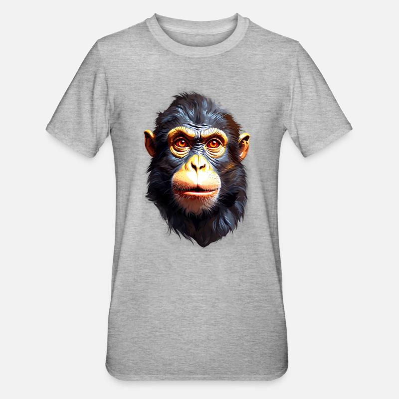 Affe Monkey V24 09 - Unisex Polycotton T-Shirt - Grau meliert