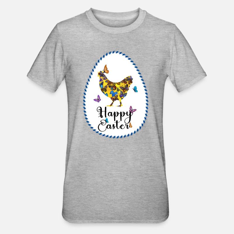 Poule colorée - T-shirt polycoton Unisexe - gris chiné