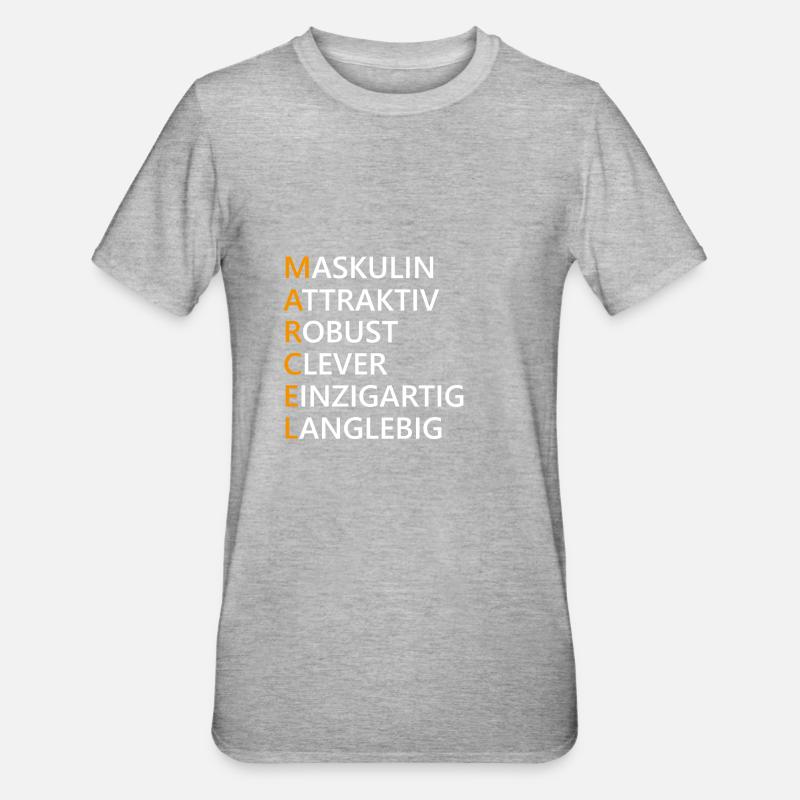 Marcel Name Geschenk - Unisex Polycotton T-Shirt - Grau meliert