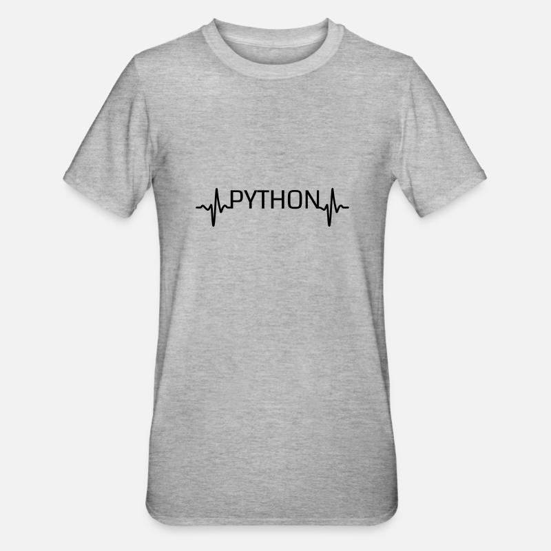 Heartbeat Python - T-shirt polycoton Unisexe - gris chiné