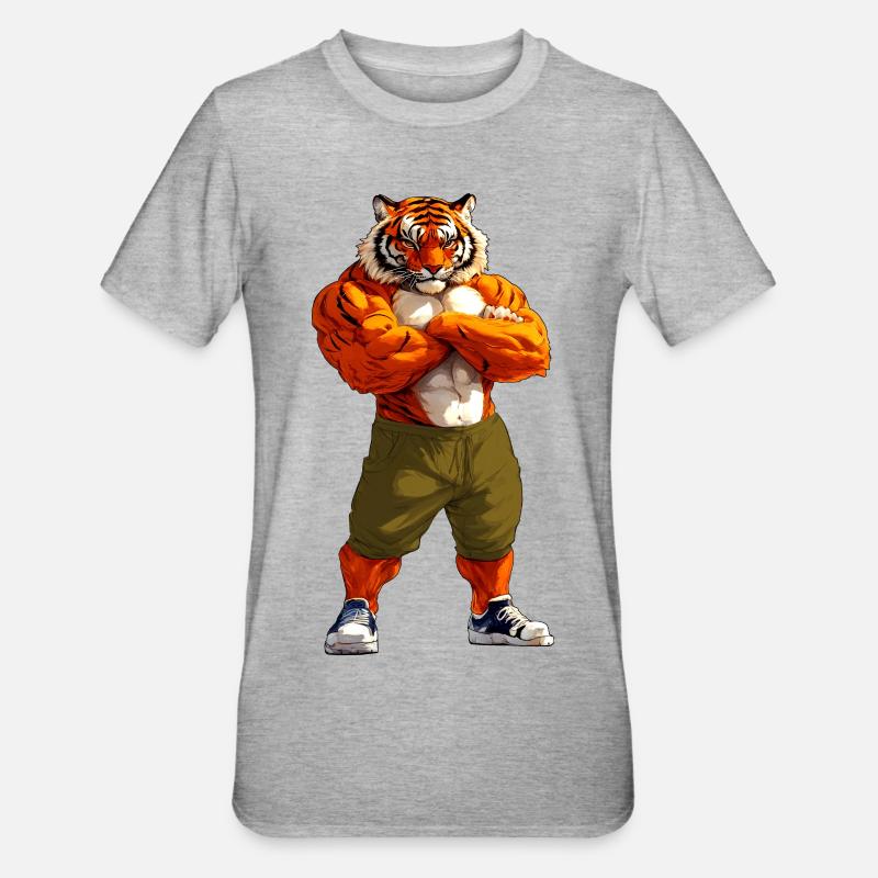 Tiikeriurheilueläin - Unisex polypuuvilla-t-paita - harmaasävyinen