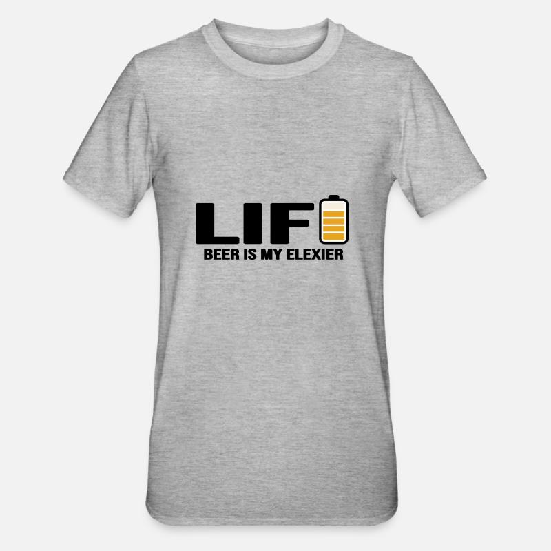 Bier Biergarten Trinkspruch "beer elexier" - Unisex Polycotton T-Shirt - Grau meliert