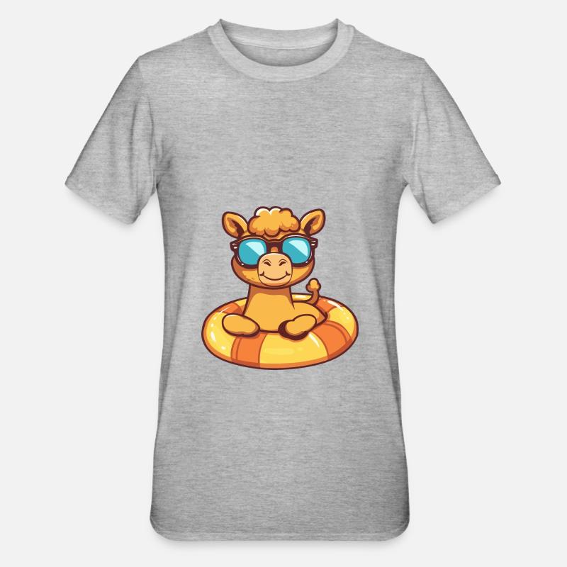 Kamel Sommer Comic - Unisex Polycotton T-Shirt - Grau meliert