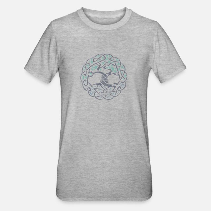 Keltischer Baum des Lebens. Grau. - Unisex Polycotton T-Shirt - Grau meliert