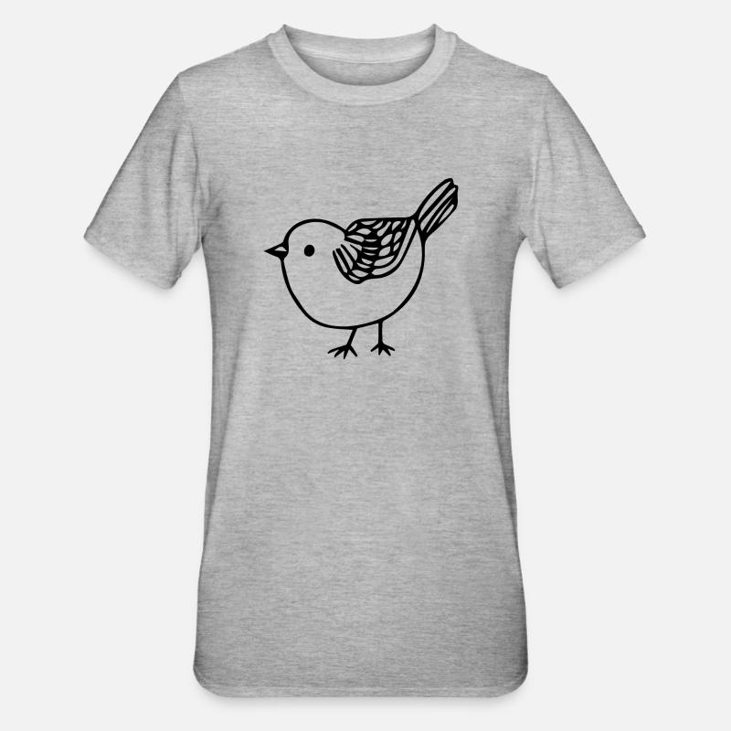 Vogel - Unisex Polycotton T-Shirt - Grau meliert