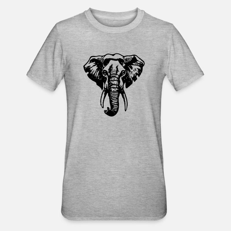 Elefant Elefanten - Unisex Polycotton T-Shirt - Grau meliert