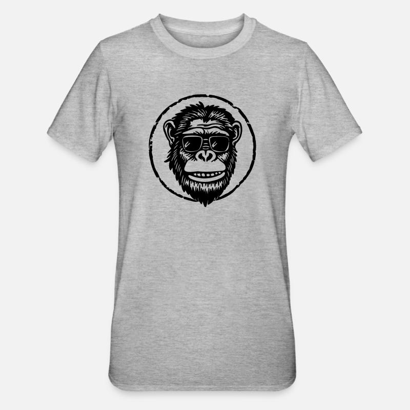 Singe Visage de Singe - T-shirt polycoton Unisexe - gris chiné