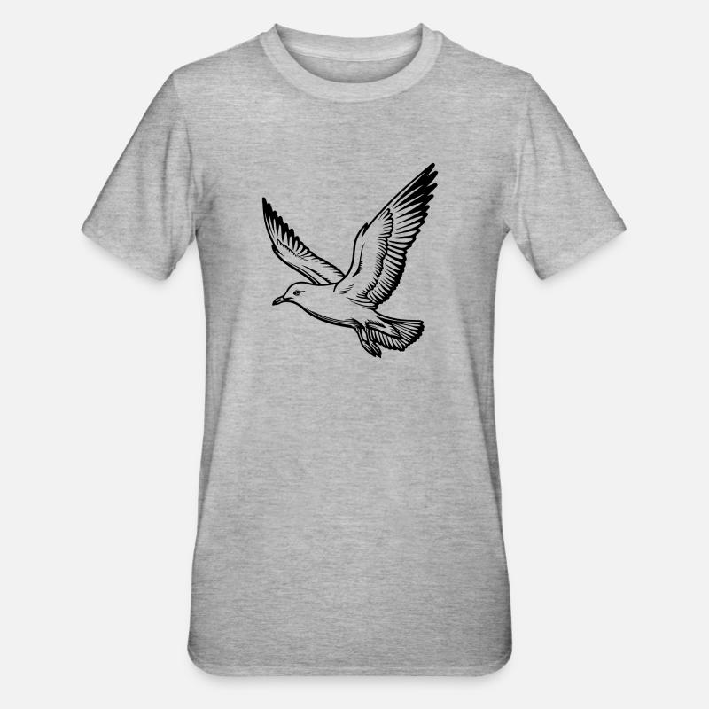 Möwe - Unisex Polycotton T-Shirt - Grau meliert