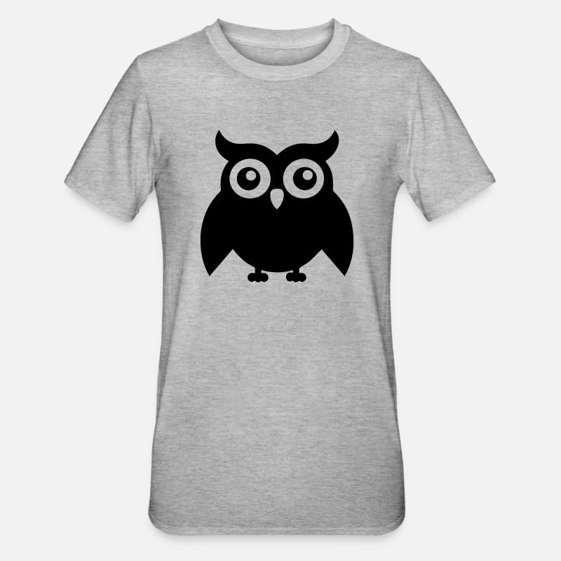 Eule - Unisex Polycotton T-Shirt - Grau meliert