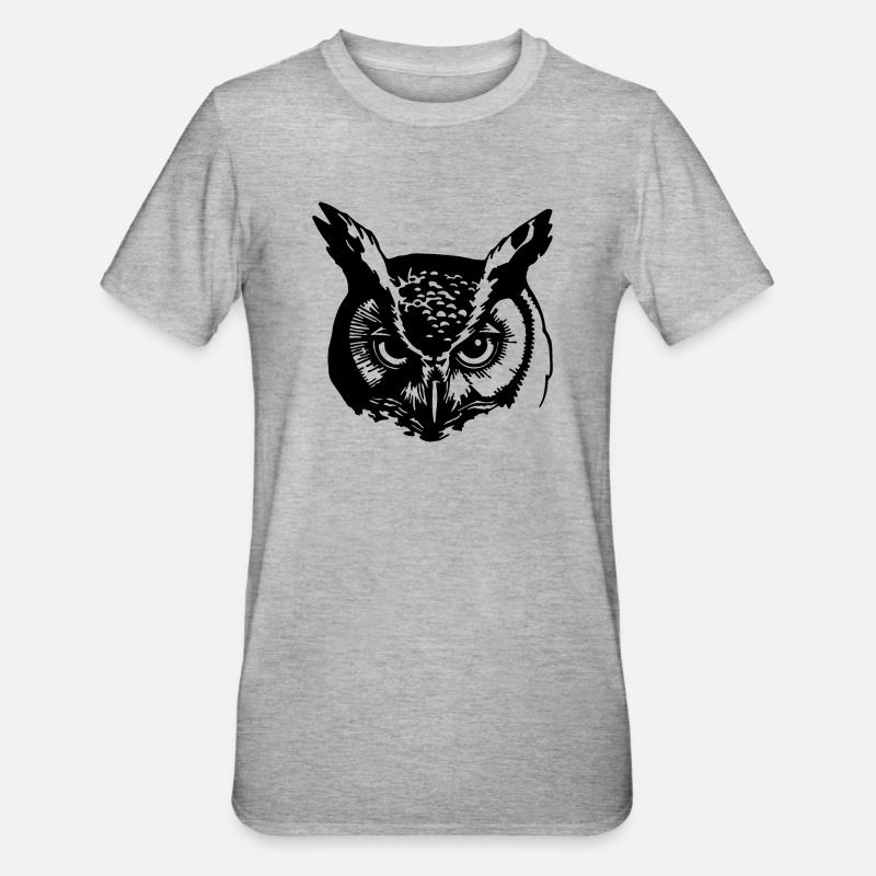 Eule - Unisex Polycotton T-Shirt - Grau meliert