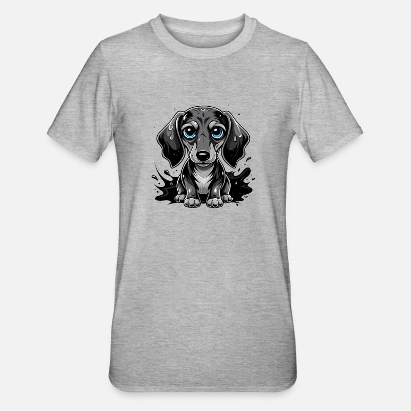 teckel - T-shirt polycoton Unisexe - gris chiné
