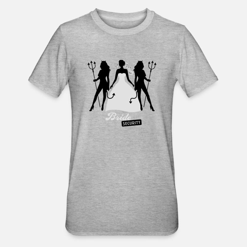 JGA - Bride security - Bride - Team - Teufel 2C - Unisex Polycotton T-Shirt - heather grey