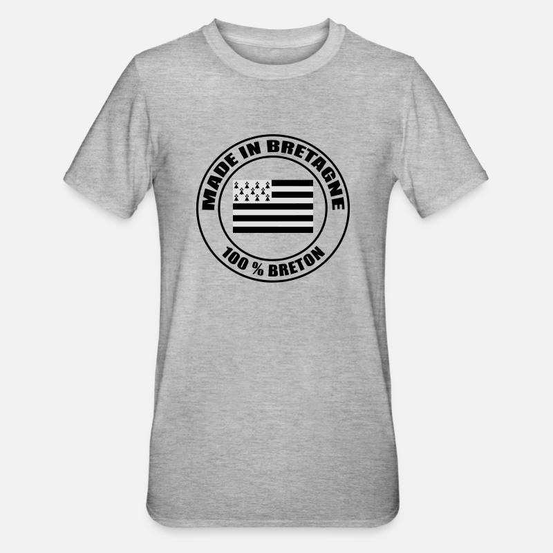 Made in Bretagne drapeau 2 - T-shirt polycoton Unisexe - gris chiné