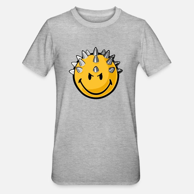Smiley metallhead - T-shirt polycoton Unisexe - gris chiné