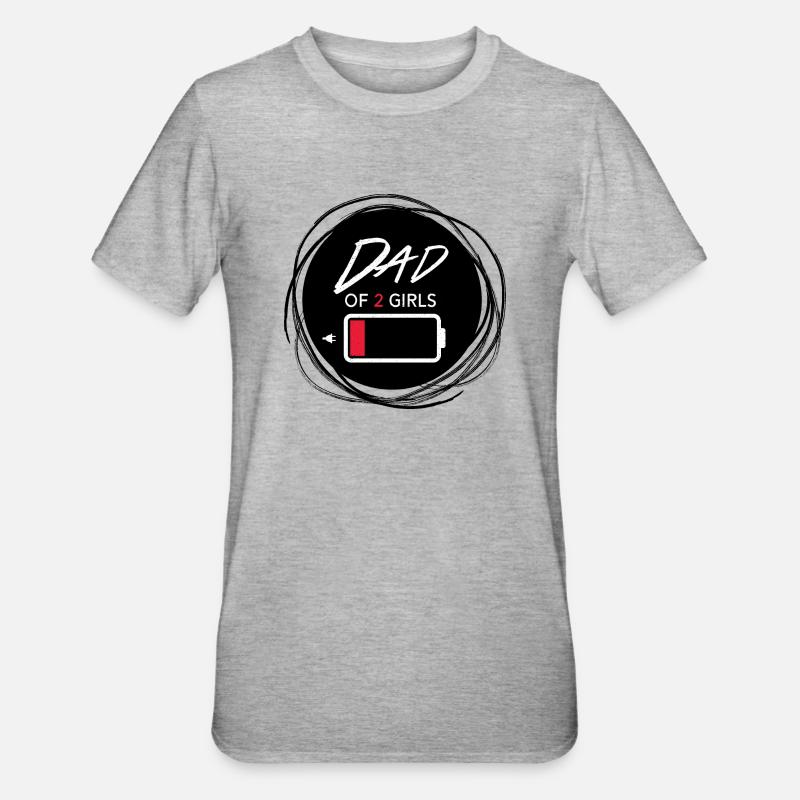 Papa de 2 filles - T-shirt polycoton Unisexe - gris chiné