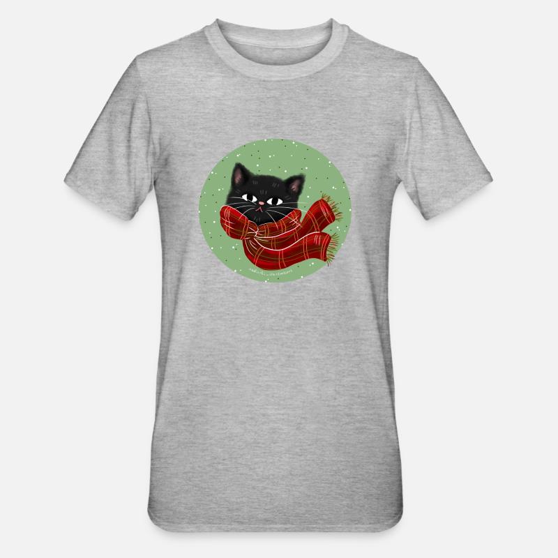 Chat avec écharpe - T-shirt polycoton Unisexe - gris chiné