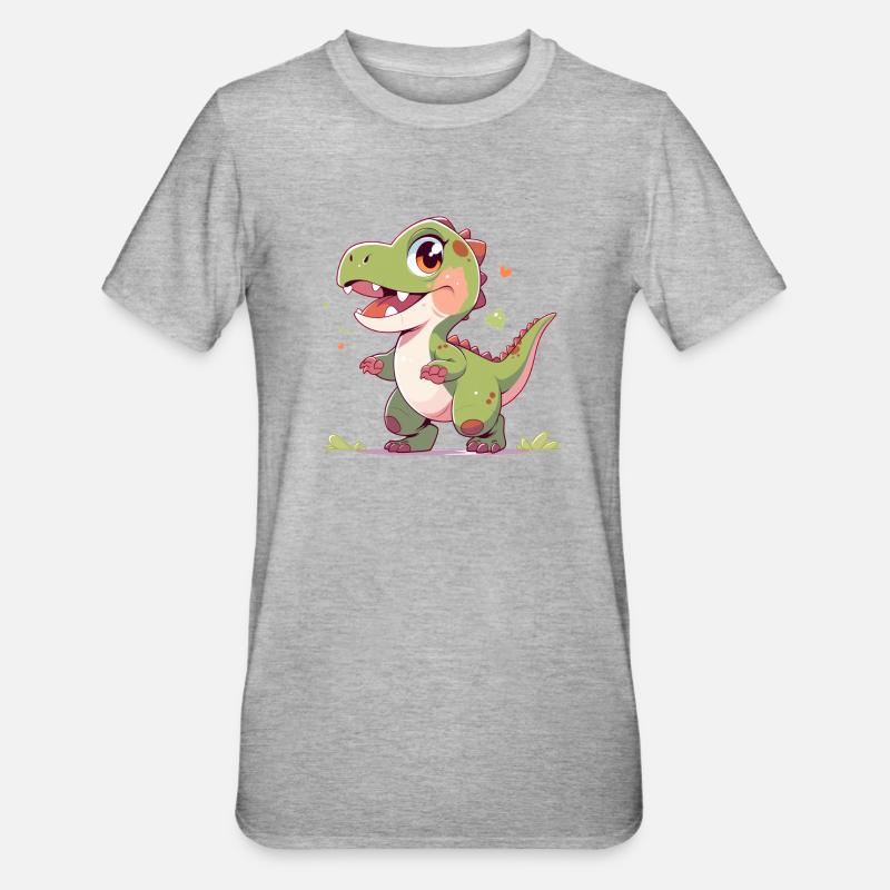 Mignon petit T-Rex - T-shirt polycoton Unisexe - gris chiné