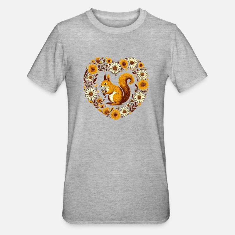Eichhörnchen - Unisex Polycotton T-Shirt - Grau meliert