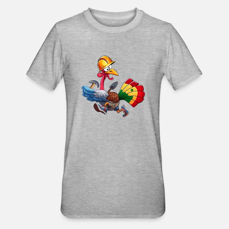 dinde coureuse constructrice Sénégale - T-shirt polycoton Unisexe - gris chiné