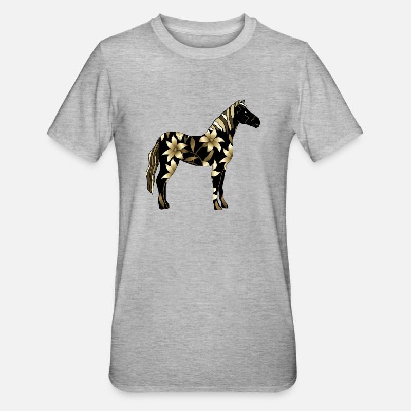 Pferd - Unisex Polycotton T-Shirt - Grau meliert
