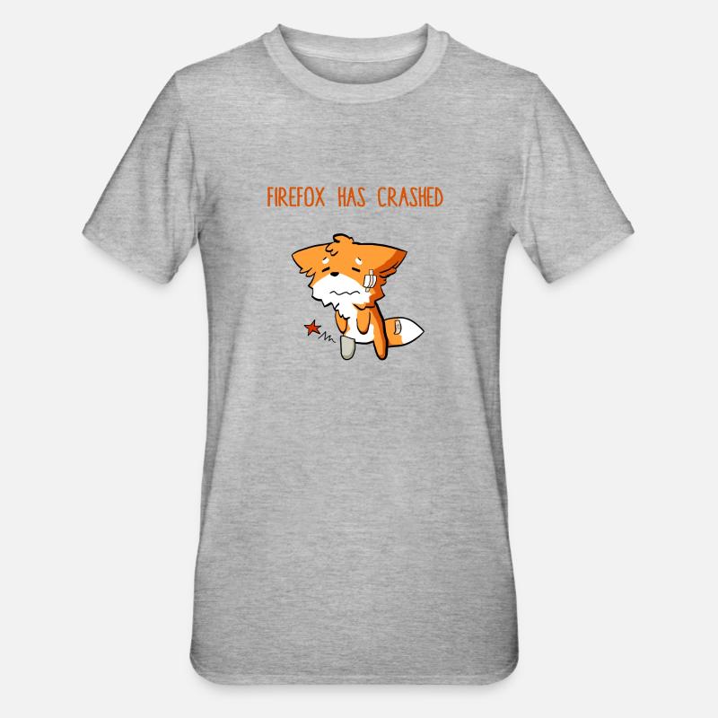 Firefox has crashed funny - Unisex Polycotton T-Shirt - Grau meliert